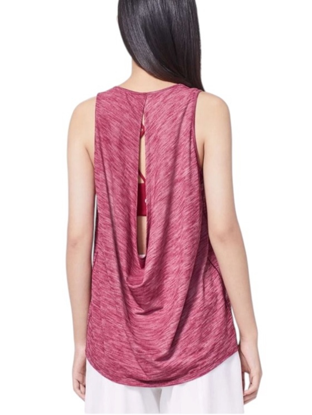 Lululemon draped Open Back Low Key Athletic Tank Heathered Ruby Red Size S